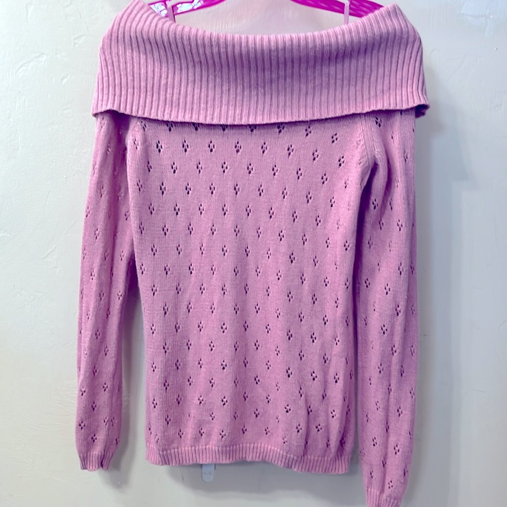 New York & Company XS off the shoulder pink sweater